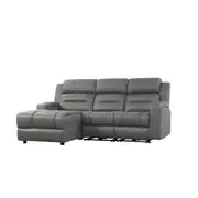 Spielberg 3 Seater Home Theatre Fabric Sofa with Electric Recliner and LHF Chaise - Ash