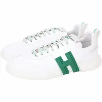 在飛比找Yahoo奇摩購物中心優惠-HOGAN 3R H 字母印花繫帶拼皮革運動鞋(女鞋/白色)