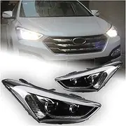 2 Pcs Car Styling Headlights Compatible For Hyundai IX45 Head Lamp 2013-2016 Santa Fe LED Headlight DRL Hid Bi Xenon Auto Accessories(Headlight LED)