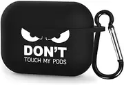 for Airpod Cute Case 3rd Generation, Don't Touch My PODS Black Cool Cover with Keychain Big Eyes Cute Cartoon for AirPods 3rd Generation case,Shockproof Black 3 Gen Cover for Men Women