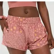 Aerie OFFLINE running shorts Large NWT floral Mauve Pockets