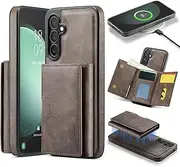 [Asuwish] Phone Case for Samsung Galaxy S23 FE 5G Wallet Magnetic Detachable Cell Cover with Wireless Charging and RFID Blocking Credit Card Holder Flip Stand Rugged S 23 EF S23FE 23S Women Men Coffee