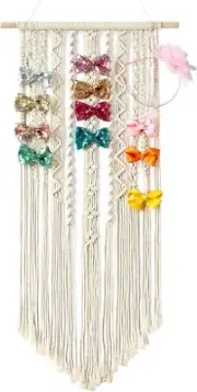 Macrame Hair Bow Holder, Clip Bow Organizer, Wall Hanging Decor