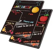NUOBESTY 2PCS First and of School Chalkboard Sign Reusable Double Sided Wooden Chalkboard Signs Preschool Signs for Kids Back to School Supplies