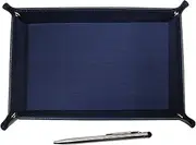 Japanese Grain Cowhide Leather Pen Tray Blue Smartphone Touch Short Metal Rotating Ballpoint Pen Set TRAL-9A094A