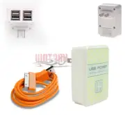 100 4 USB PORT WALL ADAPTER+3FT CABLE POWER CHARGER ORANGE GALAXY TAB 7 8.9 10.1