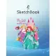 SketchBook: Disney Princess Ariel Rapunzel And Aurora Holiday Blank Marble Unline Large Notebook for Cute Girls Teens Kids 110 Pag