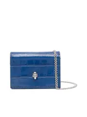 Alexander Mcqueen Crocodile Effect Purse With Skull Detail