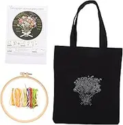 1Set DIY Embroidery Kit for Beginners Complete Canvas Tote Bag Craft for Cross Stitch Projects for Family Bonding and Creative Handcrafting