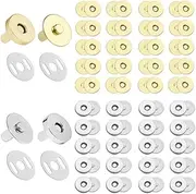 Jindizi Magnetic Button Clasps Snaps, 40 PCS Magnetic Buttons Snap Clasps, 14mm Metal Sewing Clasps Snaps for Clothes, Bags, Leather, Sewing DIY Craft (Silver and Gold)