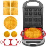 Multi Shapes Waffle Iron, a Combo of Mini Waffle Maker, American Classic Waffle
