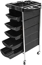 Salon Trolley Storage Cart, 5 Tier Space Saving Salon Rolling Cart Salon Station Spa Beauty Hairdressing Salon Trolley Stylist Cart with 5 Drawers, 4 Rolling Wheels for Hair Stylist Barber Tattoo