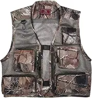 [Generic] Fishing P Graphy Vest Summer Multi Pockets Mesh Jackets Quick Dry Waistcoat Leaf Camouflage XXXL