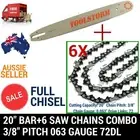 20" BAR+6 FULL CHISEL CHAINS FOR STIHL CHAINSAW MS400 C-M