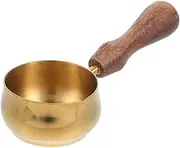 Alipis Stainless Steel Espresso Pouring Cup Wooden Handle Leak Proof Latte Cup Milk Frothing Carafe Multifunctional for Home Office