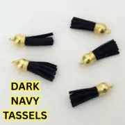 BULK 150 Piece Dark Navy Suede Tassels Gold Top Keyring Craft Tassel Bag DIY