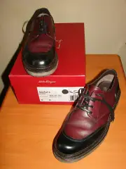 Salvatore Ferragamo Monza Oxblood & Black Lace up Shoes Size 8D US worn 1x