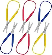 6-Pack Loop Scissors DIY Craft Loop Scissors Grip Scissors for Teens and Adults, Easy-Open Squeeze Handles, Supports Elderly and Special Needs(3 Color 8 Inches )