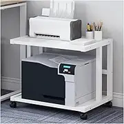 Printer Stand Printer Holder Printer Shelf Printer Stand with Wheels, Under Desk Printer Stand, 2 Tier Printer Shelf Printer Copier Stand for Home Office Printer Rack Printer Shelves (Color : Bianco