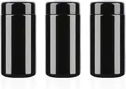 MOFIST 100g Black Ultraviolet Glass Jar with Lid,100 ml Airtight Smell Proof Container,Refillable Containers Jar,Ideal for Long term storage Oil,Coffee,Spices (B capacity: 100ml 3-PCS)