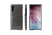 For Samsung Galaxy Note 10 Case Grey Deluxe PU Leather Back Shell Cover, 2 Card Slots, Slim