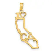14K Yellow Gold Solid California State Pendant