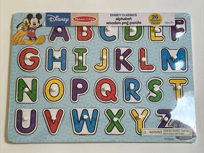 Melissa & Doug Disney Classics Alphabet Wooded Peg Puzzle Mickey Dumbo