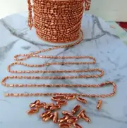 Pure COPPER Ball Chain Bar + Ball Bead~ 2.4mm w/ or w/o Connectors Made in USA
