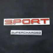 Chrome Red SPORT + Silver Black SUPERCHARGED Metal Emblem Sticker Decal Badge V6 (for: Mini)