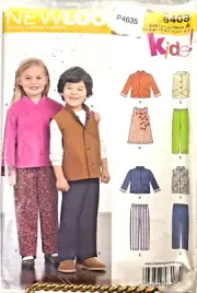 New Look Sewing Pattern 6408 Sz 3-8 Girl's Boys Jacket ,Vest, Pants & Separates
