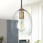 Uolfin Pendant Light Adjustable Hanging Length Clear Glass Shade Modern Gold