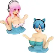 Car Dashboard Decorations Accessories Interior for Men Women, Bobbleheads for Car Dashboard Decor, Chest Shaking Car Bike Moto Ornaments Anime Beauty Figure Girl Collection Statue