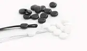 Mask Cord Stopper, Lock Toggle for Mask Ear Loop Elastic - Silicone Cord Stopper Adjuster - Black and White - 10 pack Stocking Filler Stuffer (Black)
