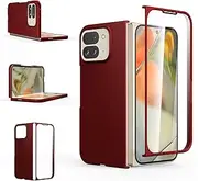[Foluu] Slim Fit Case for Google Pixel 9 Pro Fold 2024, with Front Built-in Screen Protector, Ultra Thin Matte PC with Non-Slip Grip Protective Cover for Google Pixel 9 Pro Fold 2024 (Deep Red)