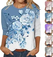 [Generic] Women's Printed T Shirt 2025 Summer New Short Sleeve Crew Neck Top Ladies Long Sleeve Swing Tops