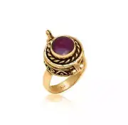 Natural Ruby Poison Ring 925 Sterling Silver Hidden Compartment Ring
