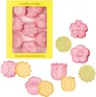 8PCS Flower Cookie Cutters with Plunger Stamps Set, Tulip Rose Daisy Cookie P...