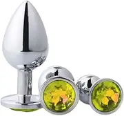 SM Metal Circular Anus Stopper Set - Aluminum Alloy Backcourt Expansion Device with Gemstone Water Diamond, Available in Three Sizes, Inverted Strawberry Head Design