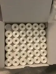 107 White Prewound Bobbins - Embroidery Machine Thread L Style Sideless
