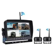7 Inch Wireless Backup Camera System Split with 2 WIFI Solar Cameras for RV, Truck, Trailer, Van