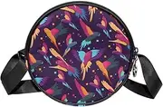 [FVQL] Round Crossbody Bag Purse Messenger Bag Shoulder Bag, bird pattern