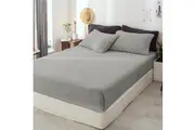 Luxor Grey Teddy Bear Fleece Fitted Sheet + Pillowcase Set( No Flat Sheet)