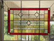 Stained Glass Window Geometrical Transom Beveled Suncatcher Panel