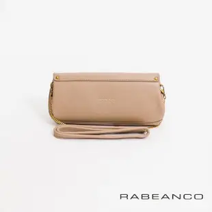 【RABEANCO】質感平滑牛皮手拿斜背鏈帶皮夾包(杏)