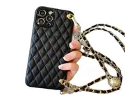J08 PU Leather Phone Case with Hanging Rope for iPhone 14 6.1 inch