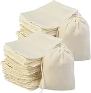 200Pcs Cotton Drawstring Bags, Reusable Muslin Bag Natural Cotton Bags with Drawstring Produce Bags Bulk Gift Bag Jewelry Pouch for Party Wedding Home Storage, Natural Color (4 x 3 Inches)
