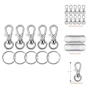 100 Pcs Metal Swivel Lanyard Snap Hook with Key Rings Silver