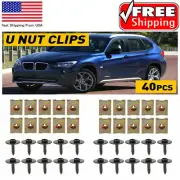 40pcs U Screw Nut Hex Fit BMW Speed Fastener Sheet Undertray Metal Clip Fixing (for: Renault)