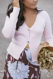 [PUP14] Perla Knit Cardigan - Pink S light pink