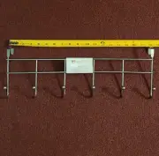 Interior Design Over the Door Rack with 6 Hooks Silver Metal 18 inches Wide NEW
